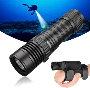 Trustfire DF006 Dive Light - 2300 Lumen Underwater Flashlight, 100 Meters Scuba Diving Light, IPX8 Waterproof, 3 Modes With Holder Glove