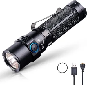 TrustFire MC3 Tactical LED Flashlight 2500 Lumens USB Magnetic Charging Torch Rechargeable Flashlights IP68 Waterproof EDC Flashlight Work Flashlight with Memory Strobe Mode, for Gift Giving