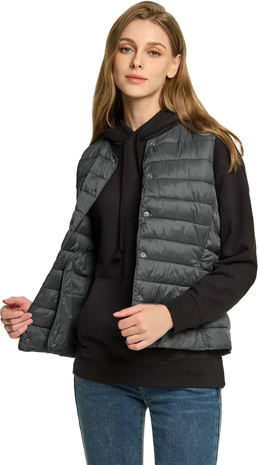 TSLA Women's Lightweight Packable Accent Puffer Jacket, Water-Resistant Winter Coat
