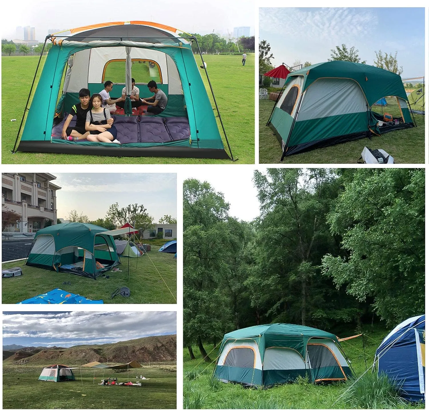 Tunnel Tent 5-8 Person - PU3000mm Waterproof Family Tent with Divided Curtain for Separated Room, Windproof Outdoor Camping Tent with Carry Bag