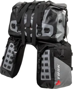 Tusk Highland X2 Rackless Luggage System w/Medium Dry Duffel Tail Bag Standard Heat Shield Black/Grey