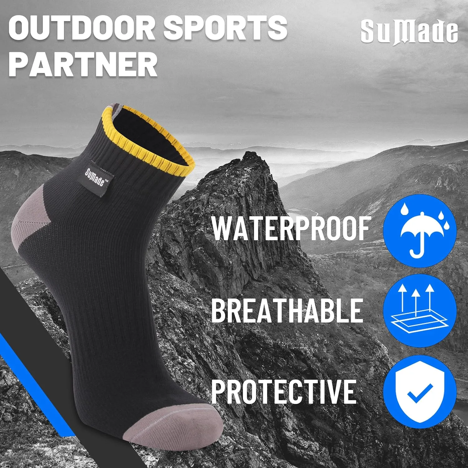 Ultra Thin Waterproof Crew Ankle Socks, Unisex Hiking Kayaking 1 Pair