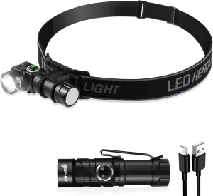 ULTRAFIRE 90 degreen Magnetic Mini Small Flashlight 6Modes with red Flashlight.Tactical Flashlight Perfect for Outdoor Activities, Emergencies, and Camping.(UF-D244)
