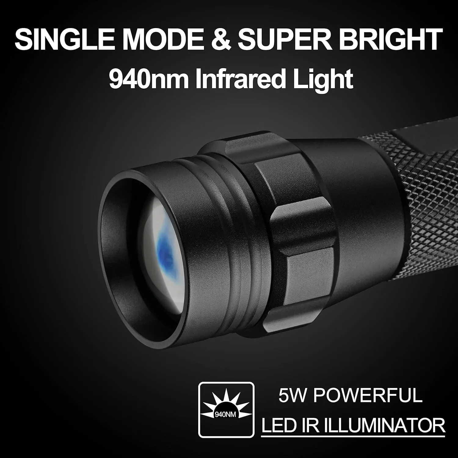 ULTRAFIRE 940nm IR Flashlight for Night Vision, Infrared Light LED IR Illuminator, Zoomable IR Lights are Invisible to The Human Eye - Use with Night Vision Gear (Infrared 940nm Light)