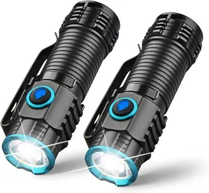 ULTRAFIRE Compact 1000 High Lumens EDC Pocket Flashlight, Mini Flashlights Powerful - Rechargeable, Versatile for Camping, Hiking and Emergencies - Pack of 2