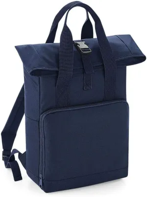 Unisex Clip Closure Work Backpack Adults Twin Handle Roll Top Shoulder Strap Bag Navy Dusk One Size
