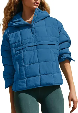 UOFOCO Womens Puffer Jacket with Hood Winter Packable Pullover Down Jackets Winter Quilted Jacket Coats for Women 2024