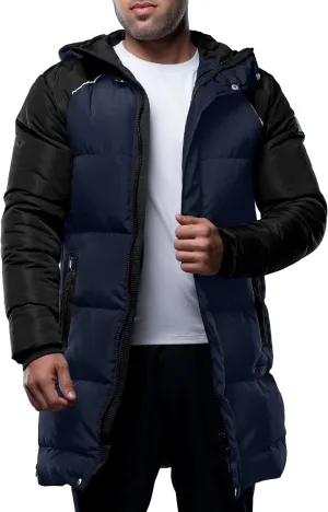 URBAN BUCK Mens Faux Fur Trimmed Hood Puffer Jacket Midweight Winter Down Windproof & Water Repellent Men Climbing Jackets