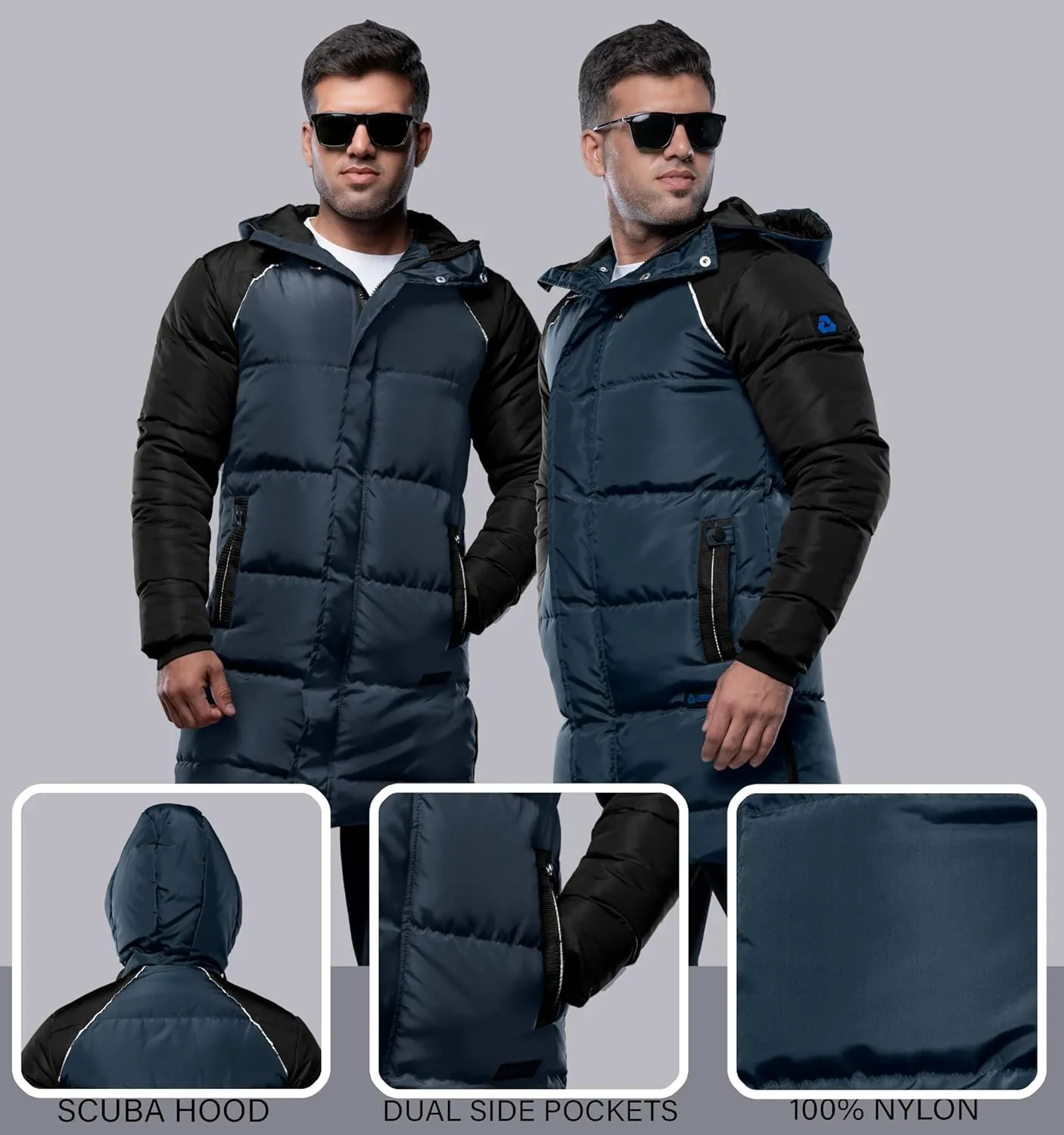 URBAN BUCK Mens Faux Fur Trimmed Hood Puffer Jacket Midweight Winter Down Windproof & Water Repellent Men Climbing Jackets