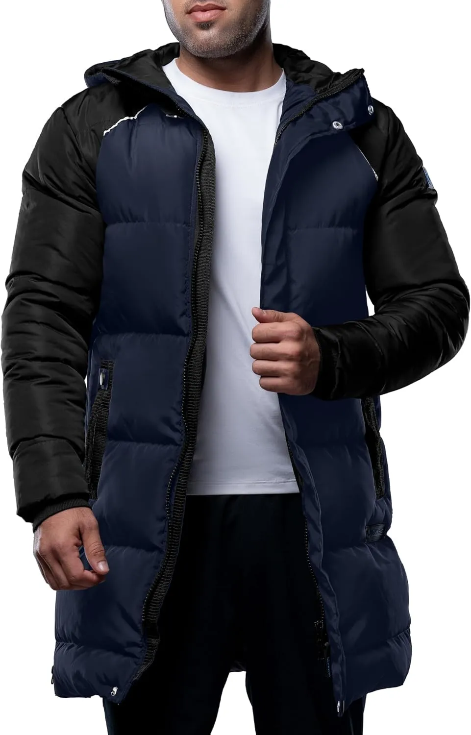 URBAN BUCK Mens Faux Fur Trimmed Hood Puffer Jacket Midweight Winter Down Windproof & Water Repellent Men Climbing Jackets