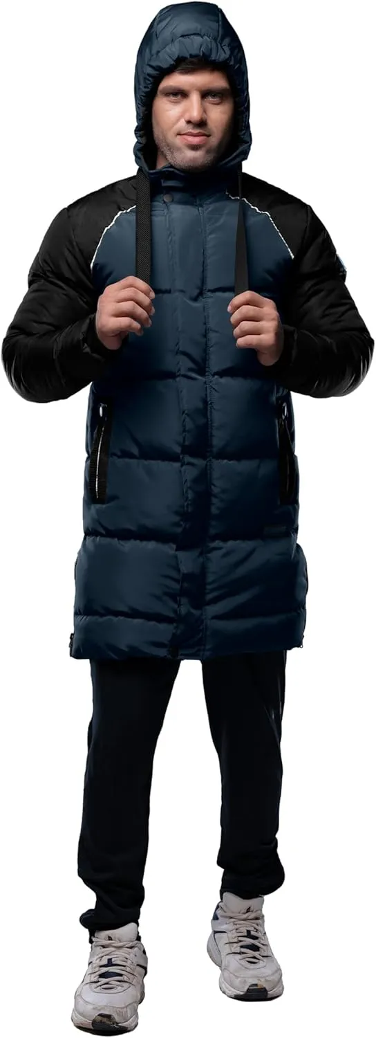 URBAN BUCK Mens Faux Fur Trimmed Hood Puffer Jacket Midweight Winter Down Windproof & Water Repellent Men Climbing Jackets