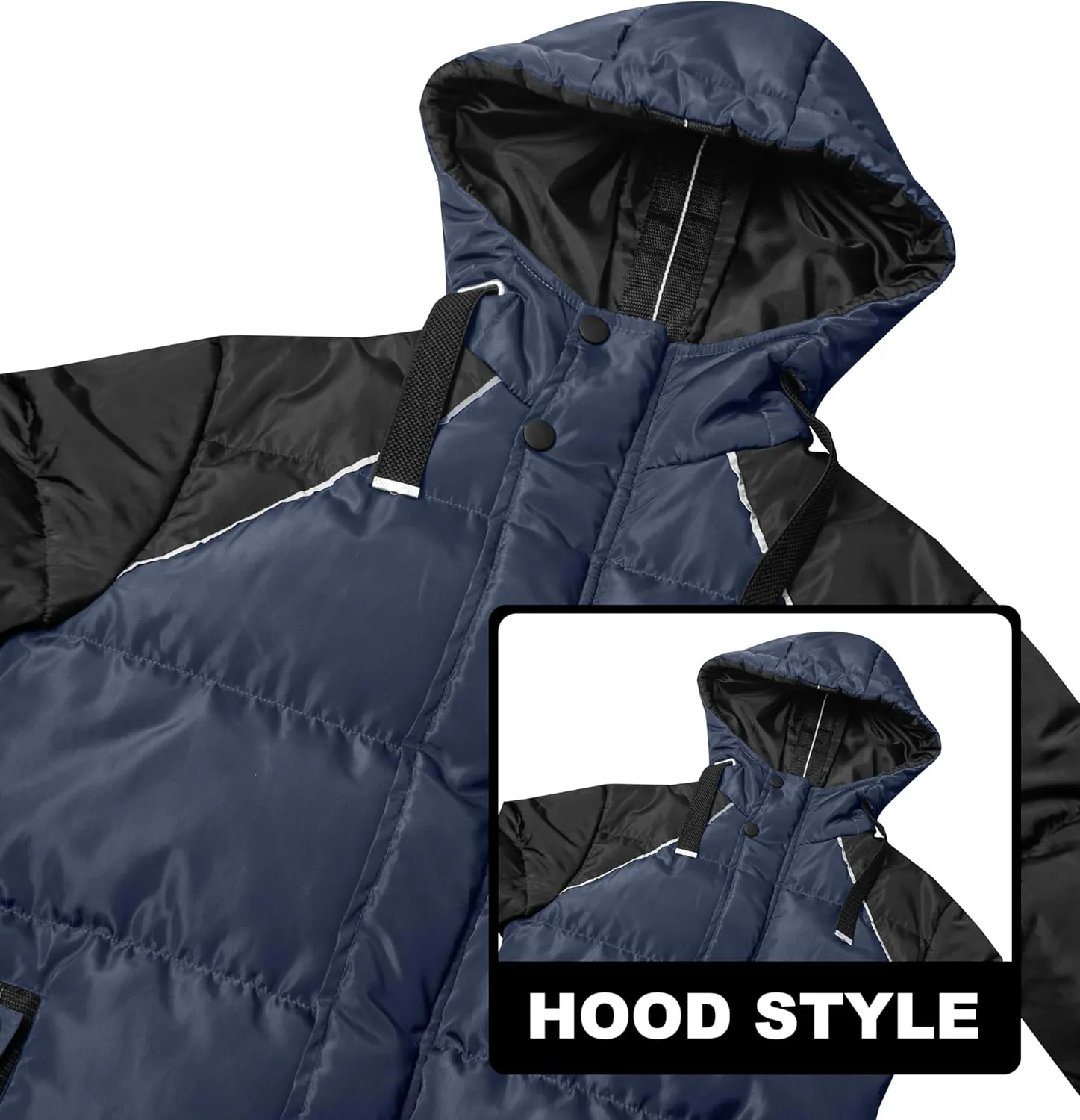 URBAN BUCK Mens Faux Fur Trimmed Hood Puffer Jacket Midweight Winter Down Windproof & Water Repellent Men Climbing Jackets