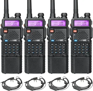 UV-5R 8W Ham Radio Handheld Long Range Dual Band High Power UV5R Walkie Talkies 3800mAh Battery Two Way Radio Full Kit Walkie Talkie, 4 Pack