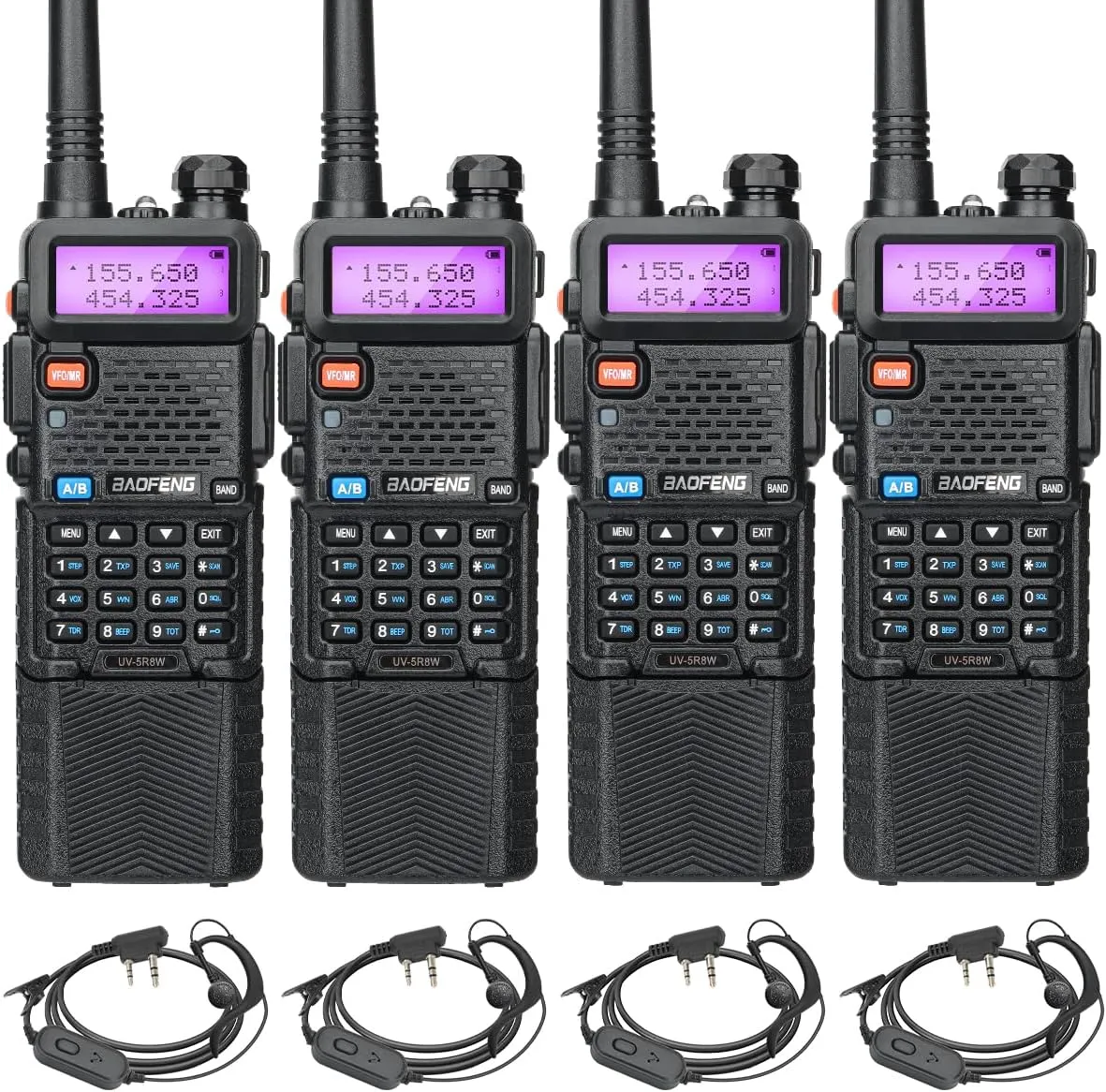 UV-5R 8W Ham Radio Handheld Long Range Dual Band High Power UV5R Walkie Talkies 3800mAh Battery Two Way Radio Full Kit Walkie Talkie, 4 Pack