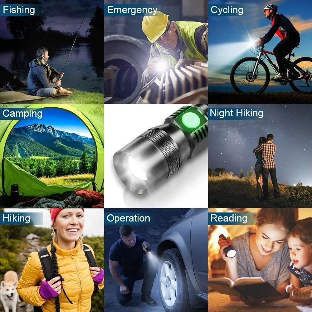 UV Flashlight Black Light, 3-in-1 Magnetic Flashlight Rechargeable, High Lumen Tactical LED Flashlight, 7 Modes Waterproof UV Light for Camping Emergencies Pet Urine Detection