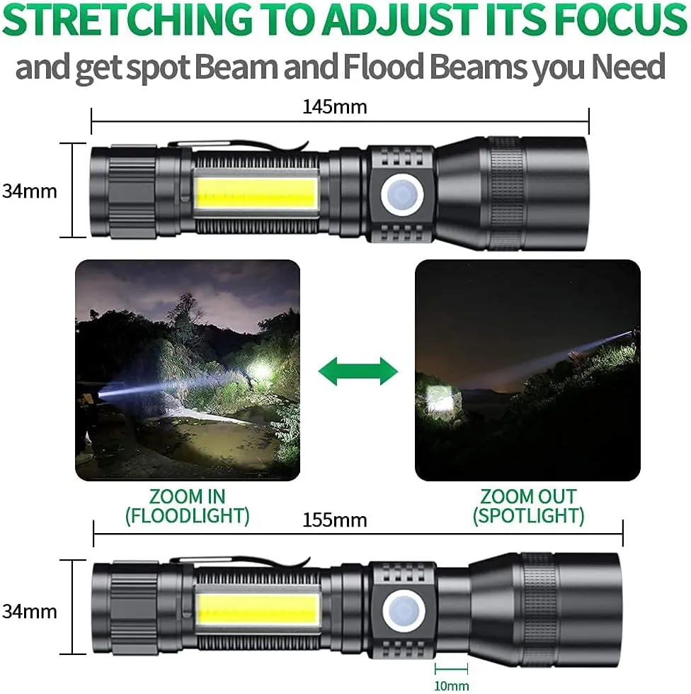 UV Flashlight Black Light, 3-in-1 Magnetic Flashlight Rechargeable, High Lumen Tactical LED Flashlight, 7 Modes Waterproof UV Light for Camping Emergencies Pet Urine Detection