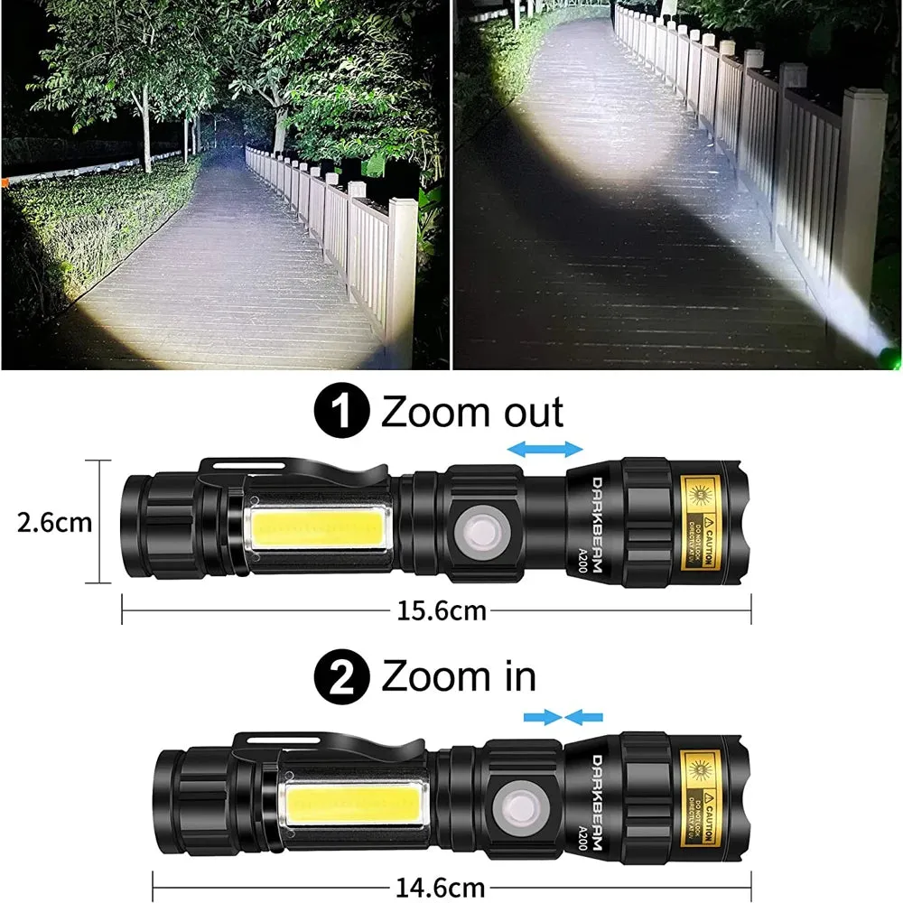 UV Light and Strong Light Flashlight, USB Rechargeable Black Light LED Lantern for Camping and Pet Urine Stains
