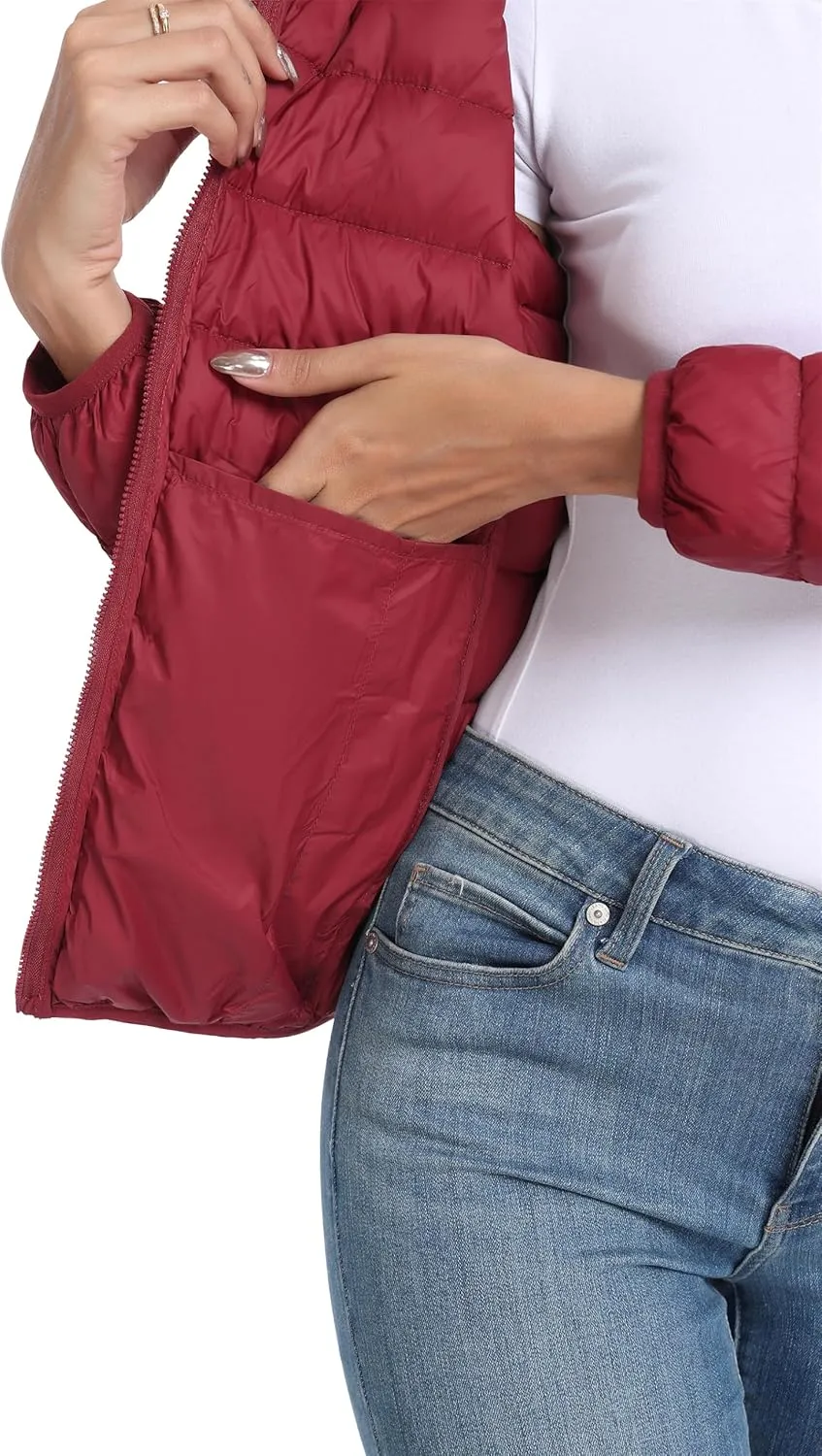 Valennia Women's Short Down Coat Packable Puffer Jacket With Hooded Winter Ultra Light Outerwear