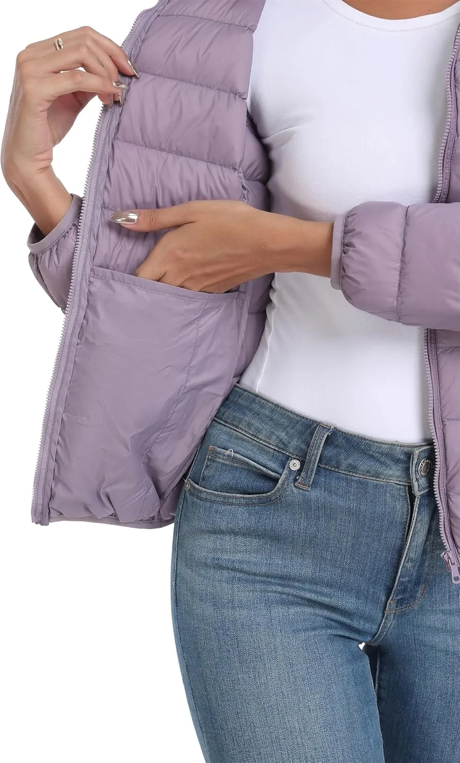 Valennia Women's Short Down Coat Packable Puffer Jacket With Hooded Winter Ultra Light Outerwear