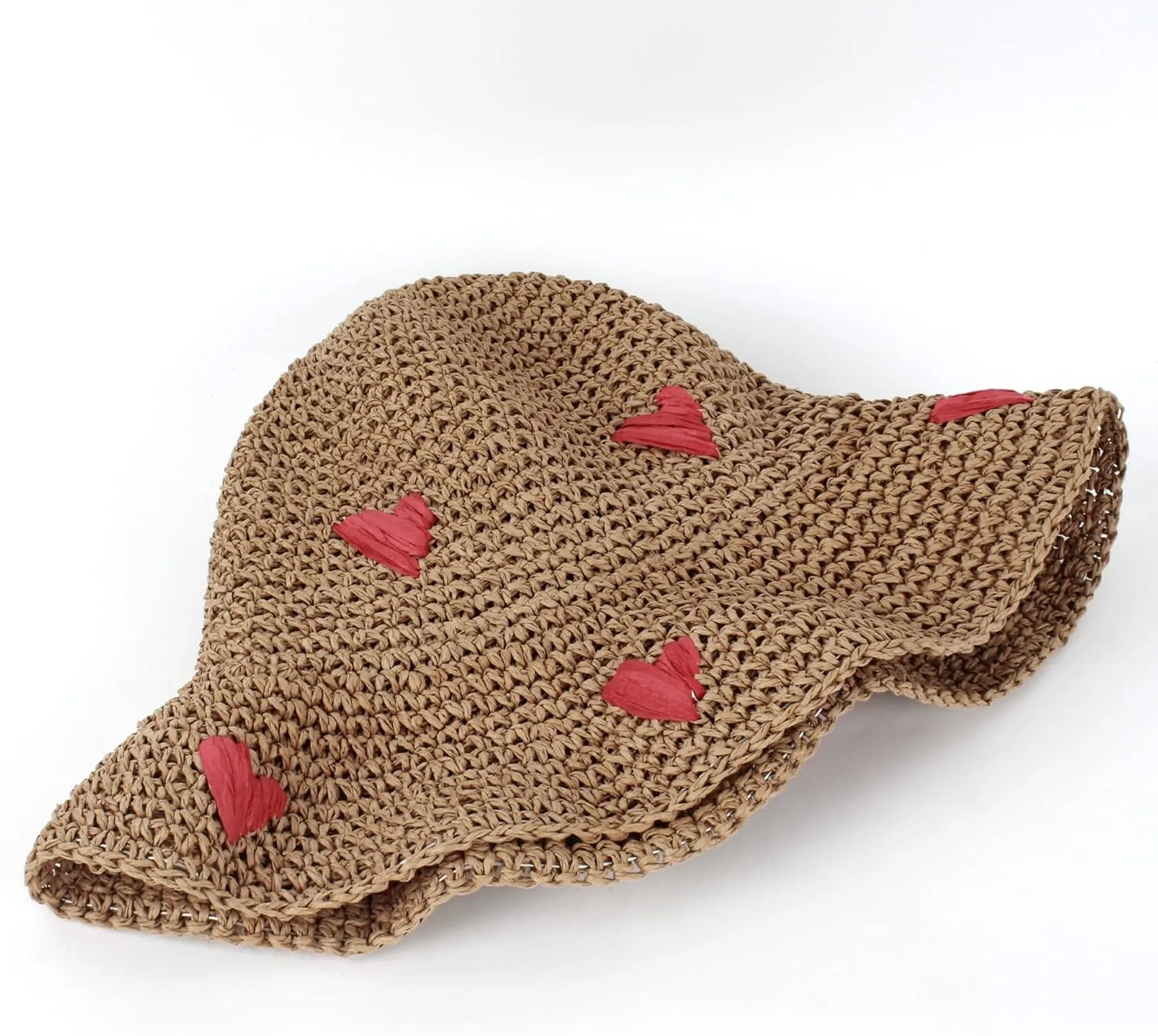 Van Caro Women Wide Brim Straw Roll up Hat Beach Sun Hat Summer Fishing Hat