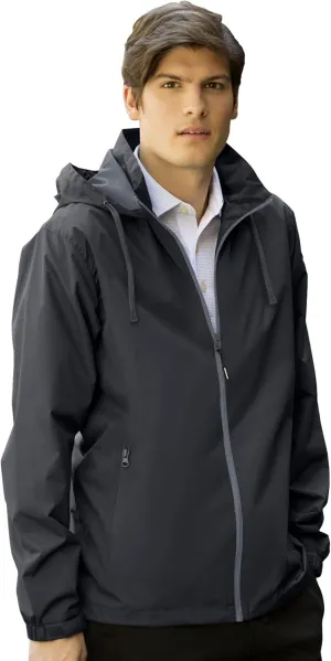 VANTAGE Men's Club Packable Rain Jacket, Dark Grey With Grey, Large