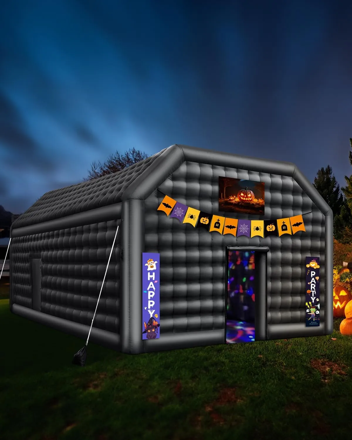 VEVOR Inflatable Nightclub, 26.2 x 19.7 x 13.1 Ft, Blow up Party Tent with Disco Lights & 1100W Blower, Large Inflatable Night Club Tent for Adults, Inflatable House Cube for Wedding Birthday Black