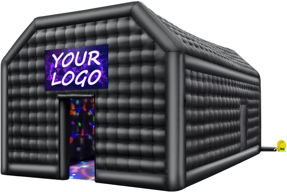 VEVOR Inflatable Nightclub, 26.2 x 19.7 x 13.1 Ft, Blow up Party Tent with Disco Lights & 1100W Blower, Large Inflatable Night Club Tent for Adults, Inflatable House Cube for Wedding Birthday Black
