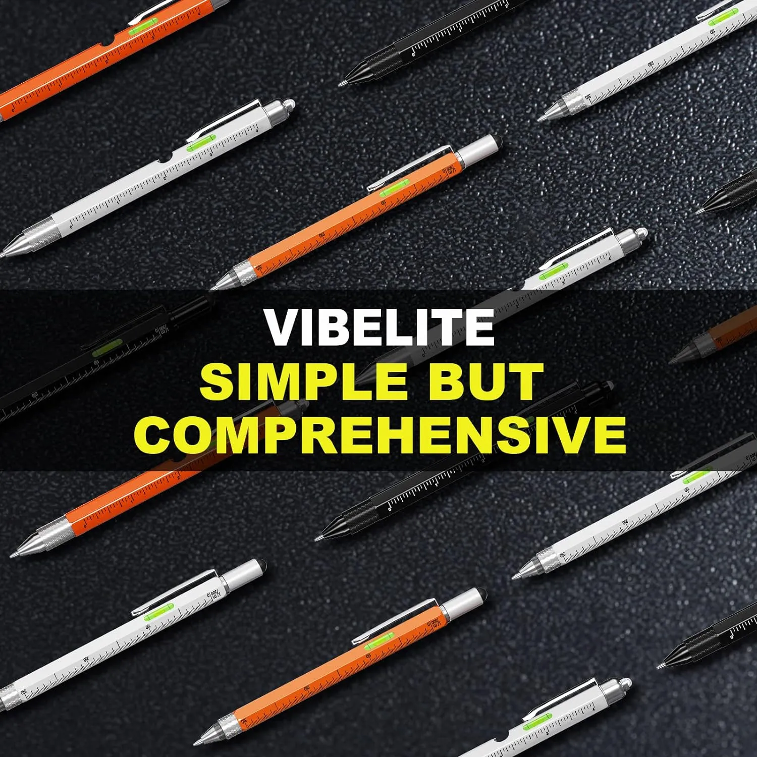 VIBELITE Fathers Day Dad Gifts for Dad Husband, 11 in 1 Multitool Pen Set with LED, Stylus, Level, Screwdriver, Flathead, Fathers Day Gift from Daughter Wife Son, Gadgets for Men, Father, Black
