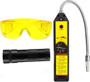 Wale&Morn Refrigerant Leak Detector kit for AC Leak Detection, Halogen Gas Detector, HAVC freon Leak Detector Tools with UV Flashlight and UV Glasses for detect R134a, R22, R12, R410a, etc