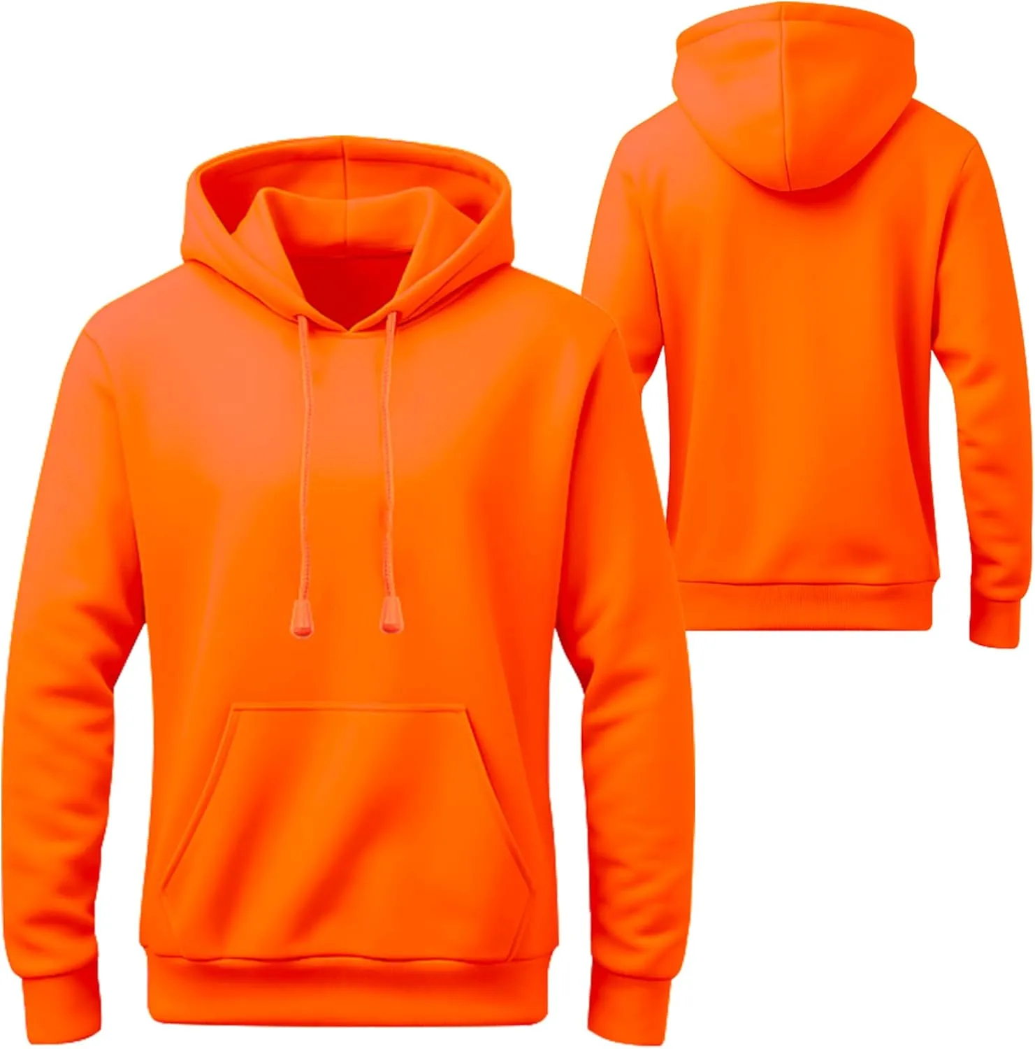 W&H High Visibility Warm Hoodie Class3 Hi Vis Reflective Construction Work Safety Sweatshirt with Pocket for Men Black Bottom