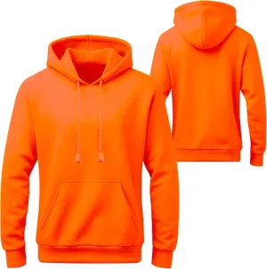W&H High Visibility Warm Hoodie Class3 Hi Vis Reflective Construction Work Safety Sweatshirt with Pocket for Men Black Bottom