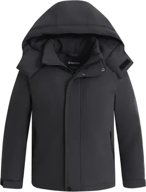 Wantdo Boy's Waterproof Ski Jacket Quilted Winter Coat Warm Fleece Puffer Jacket Mountain Windbreaker