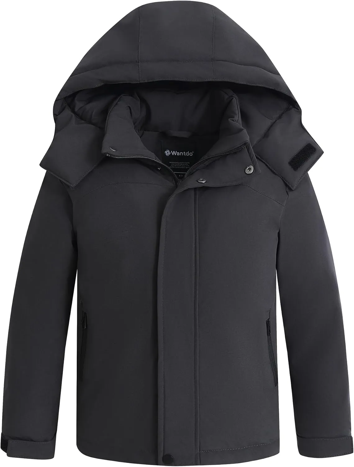 Wantdo Boy's Waterproof Ski Jacket Quilted Winter Coat Warm Fleece Puffer Jacket Mountain Windbreaker