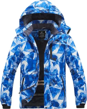 wantdo Men's Mountain Waterproof Ski Jacket Windproof Rain Jacket Winter Warm Hooded Coat