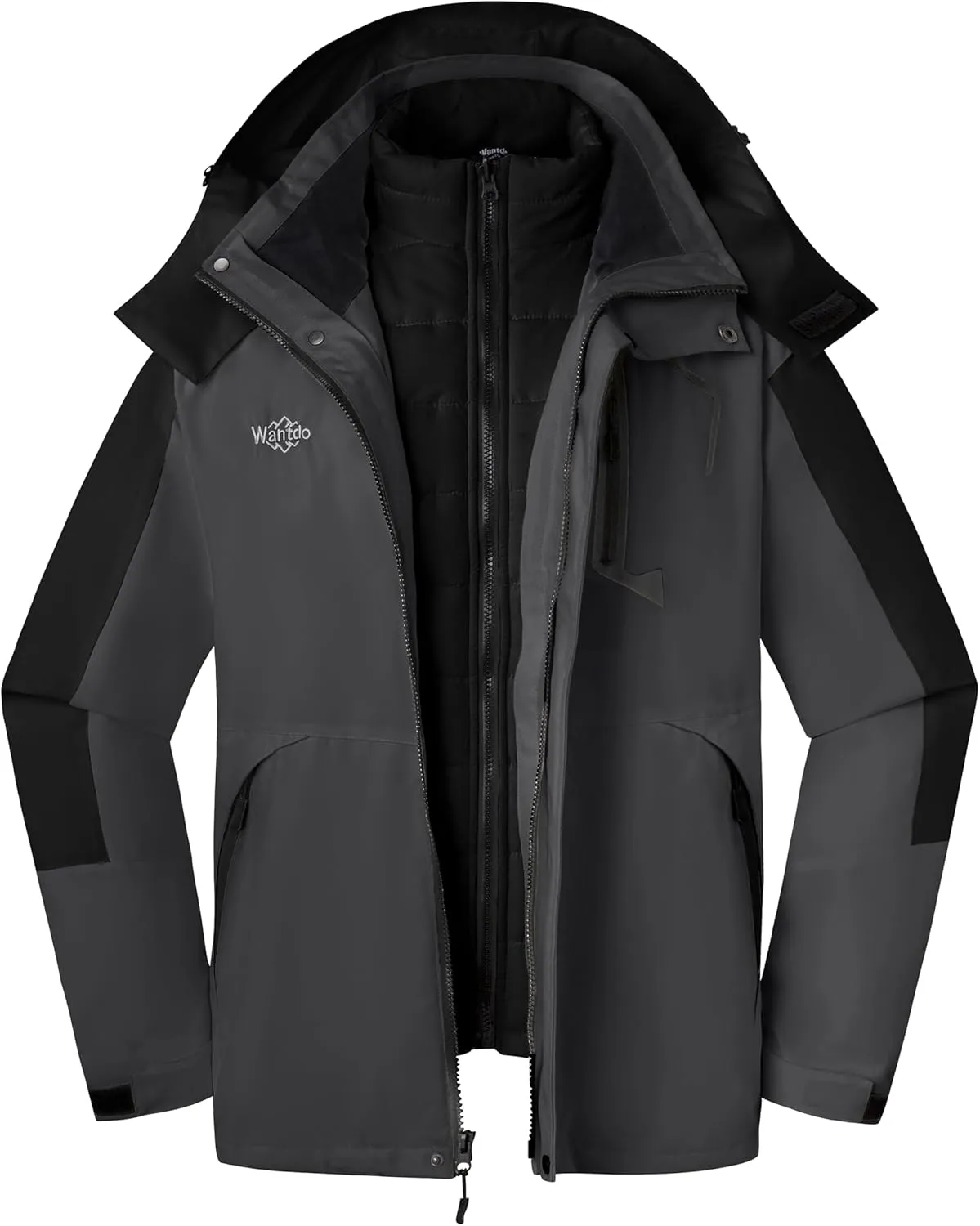 Wantdo Men's Waterproof 3-in-1 Ski Jacket Warm Winter Snow Coat Windproof Rain Jackets Snowboarding Jackets
