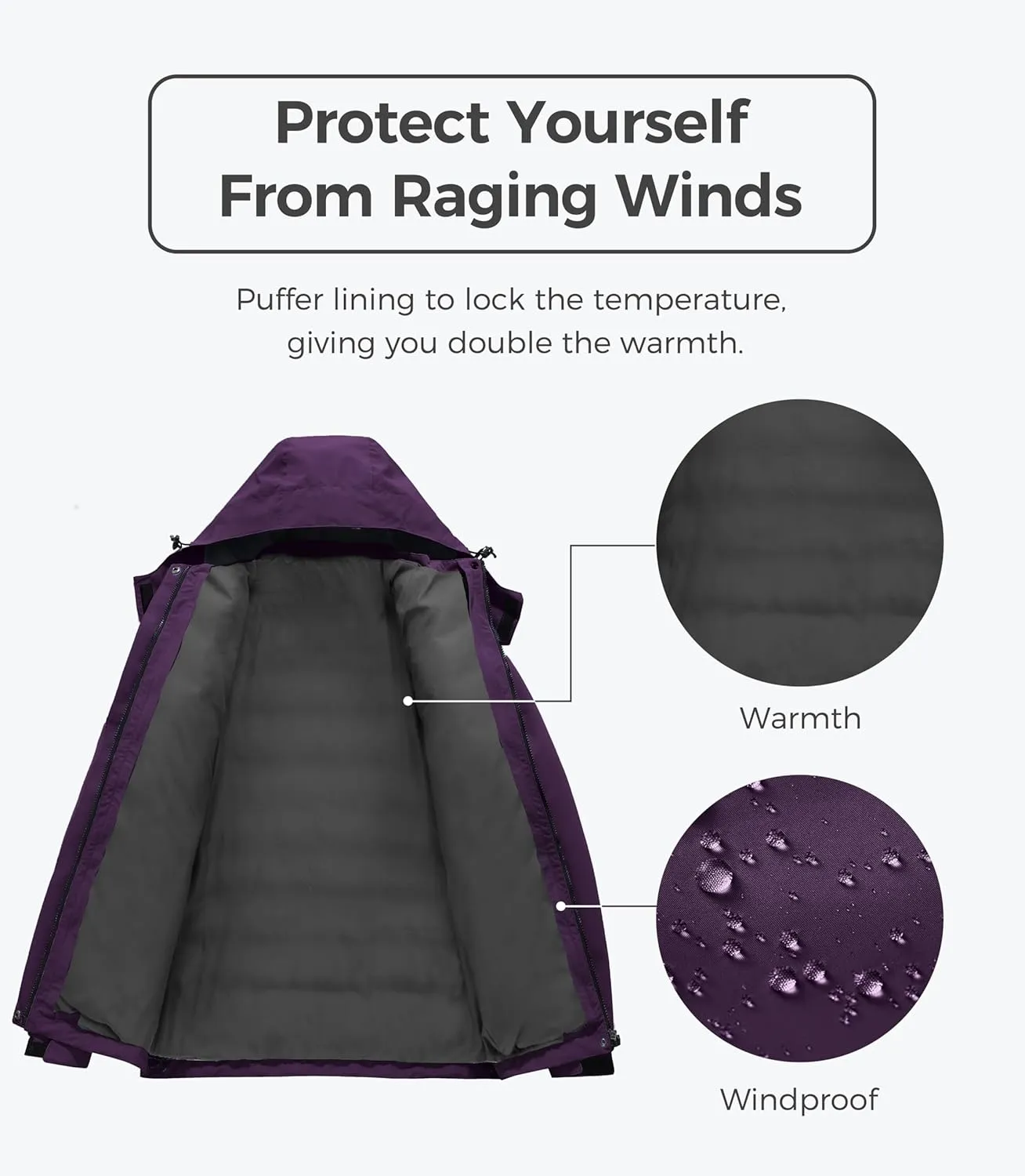 wantdo Women's 3 in 1 Waterproof Ski Jacket Windproof Winter Snow Coat Snowboarding Jackets Warm Raincoat