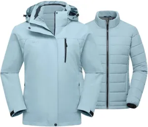 wantdo Women's 3 in 1 Waterproof Ski Jacket Windproof Winter Snow Coat Snowboarding Jackets Warm Raincoat