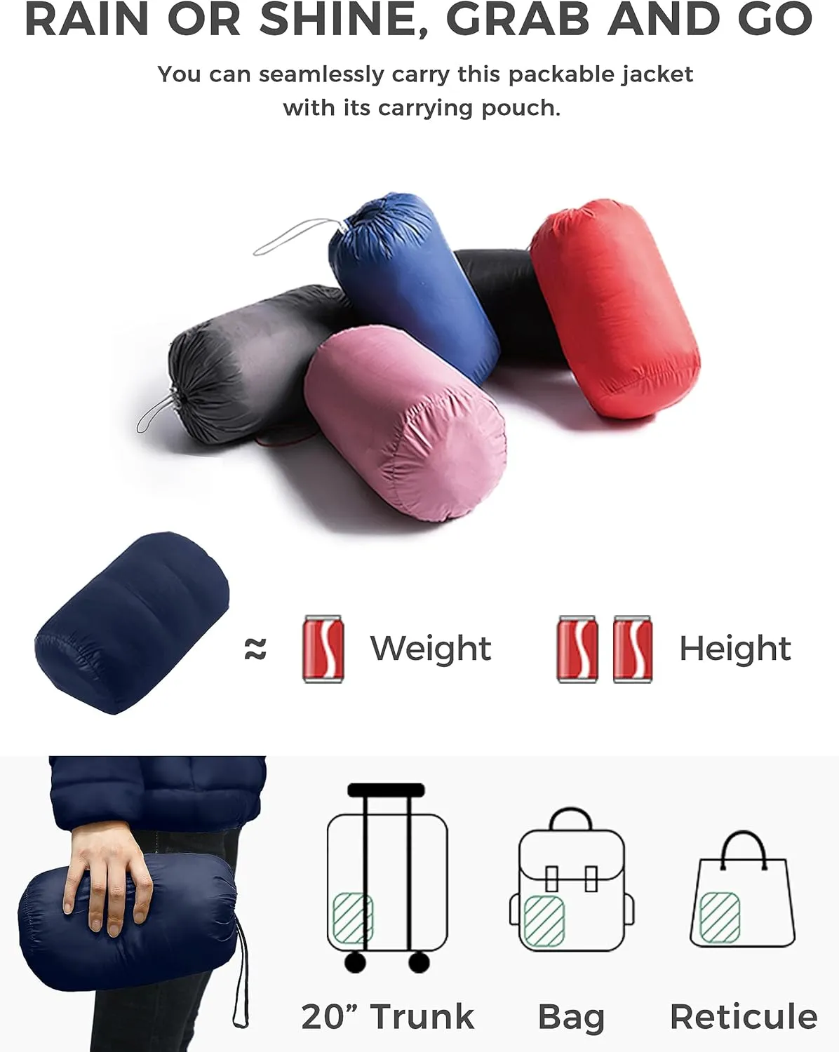 Wantdo Women's Packable Down Jacket Lightweight Puffer Jacket Hooded Winter Coat