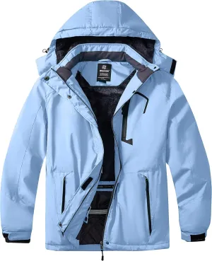 wantdo Women's Plus Size Waterproof Ski Jacket Winter Windproof Snow Mountain Warm Hooded Coat
