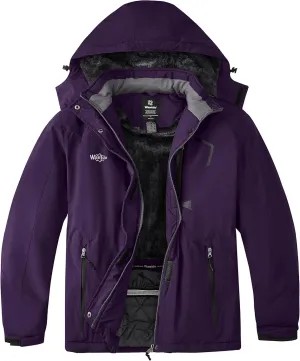 wantdo Women's Plus Size Waterproof Ski Jacket Winter Windproof Snow Mountain Warm Hooded Coat