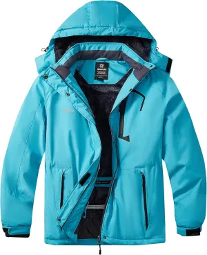 wantdo Women's Plus Size Waterproof Ski Jacket Winter Windproof Snow Mountain Warm Hooded Coat