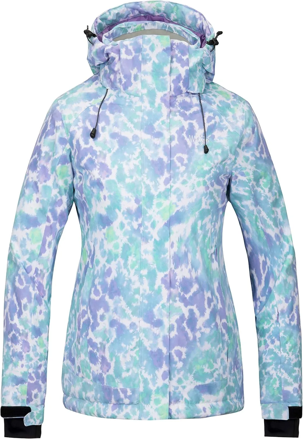Wantdo Women's Waterproof Ski Jacket Colorful Printed Fully Taped Seams Rain Coat Warm Winter Parka