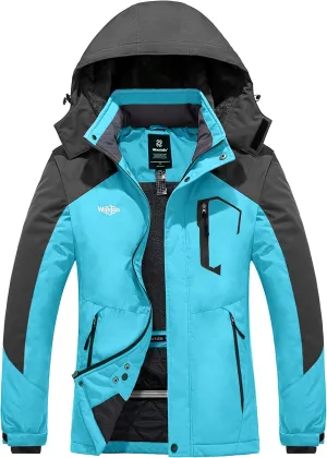 wantdo Women's Waterproof Ski Jacket Mountain Windproof Rain Jacket Winter Warm Snow Coat