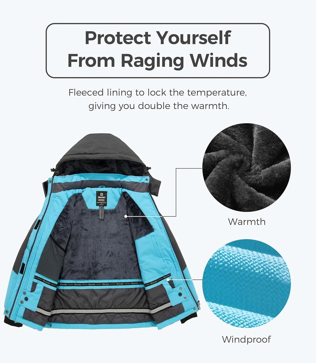 wantdo Women's Waterproof Ski Jacket Mountain Windproof Rain Jacket Winter Warm Snow Coat