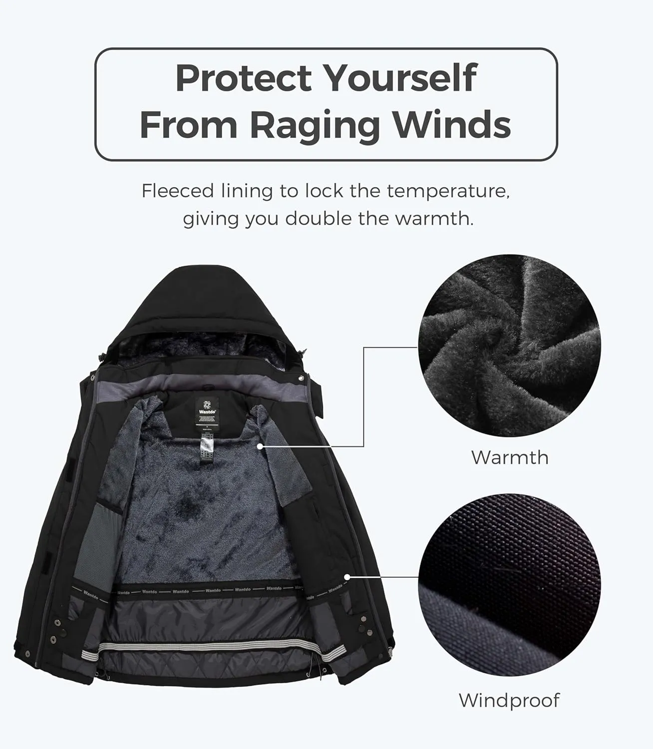 wantdo Women's Waterproof Ski Jacket Mountain Windproof Rain Jacket Winter Warm Snow Coat