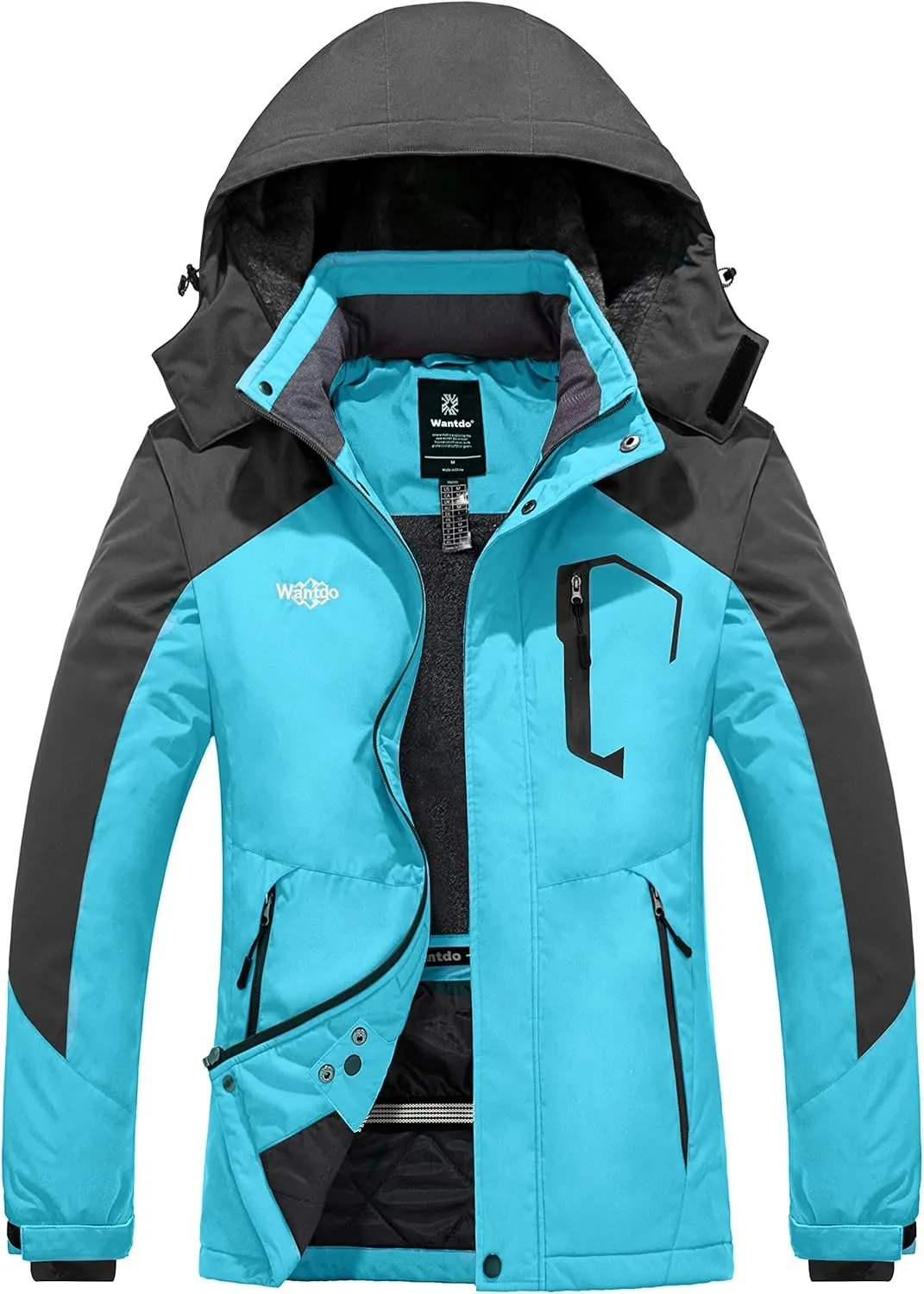 wantdo Women's Waterproof Ski Jacket Mountain Windproof Rain Jacket Winter Warm Snow Coat
