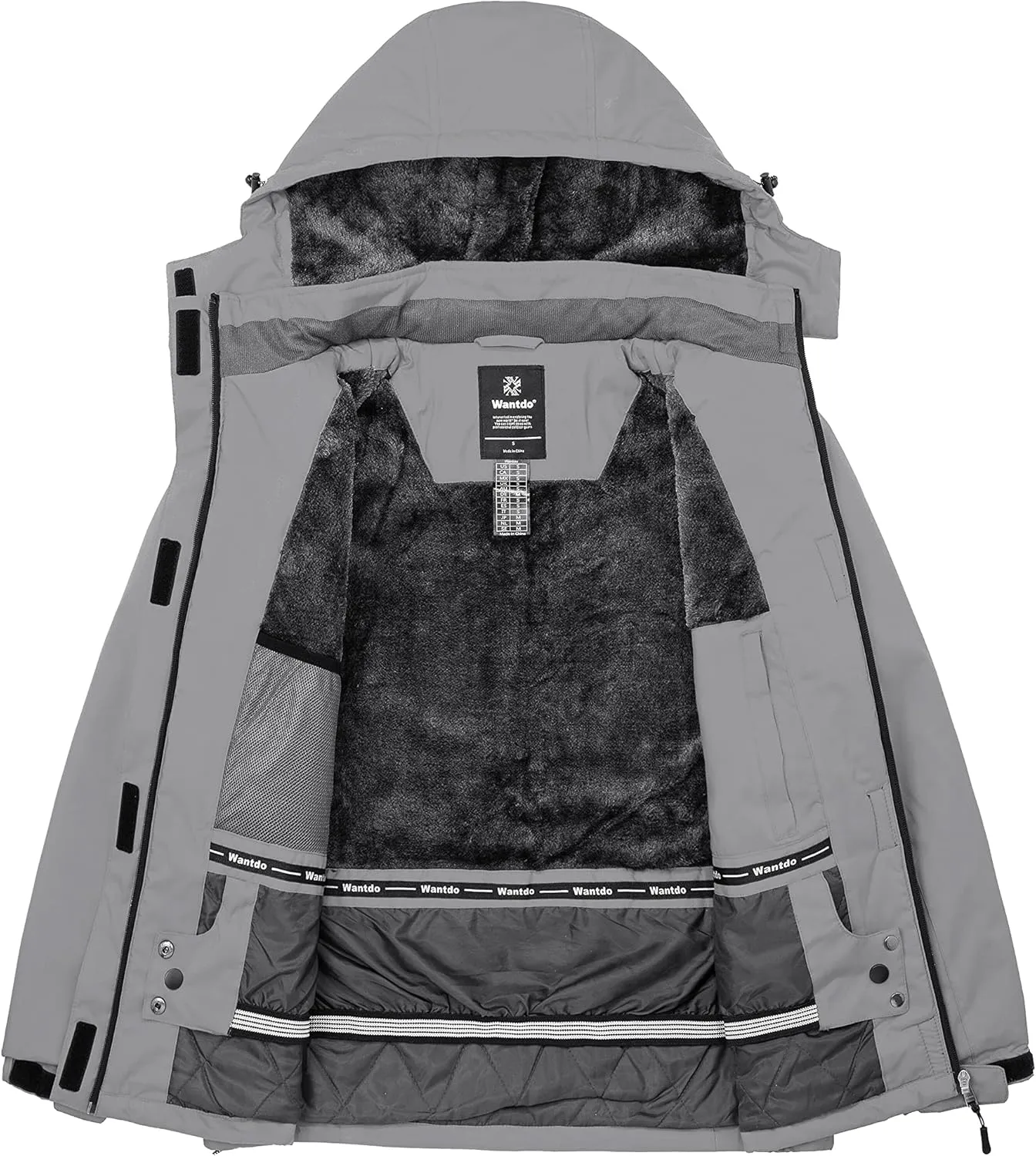 Wantdo Women's Waterproof Ski Jacket Warm Winter Coat Windproof Snow Coats Warm Fleece Raincoat