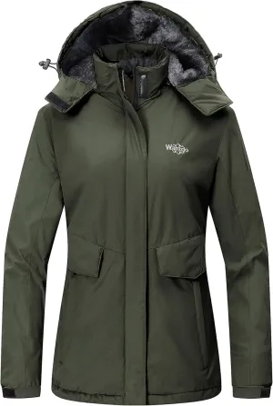 Wantdo Women's Waterproof Ski Jacket Warm Winter Coat Windproof Snow Coats Warm Fleece Raincoat