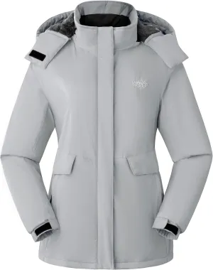 Wantdo Women's Waterproof Ski Jacket Warm Winter Coat Windproof Snow Coats Warm Fleece Raincoat