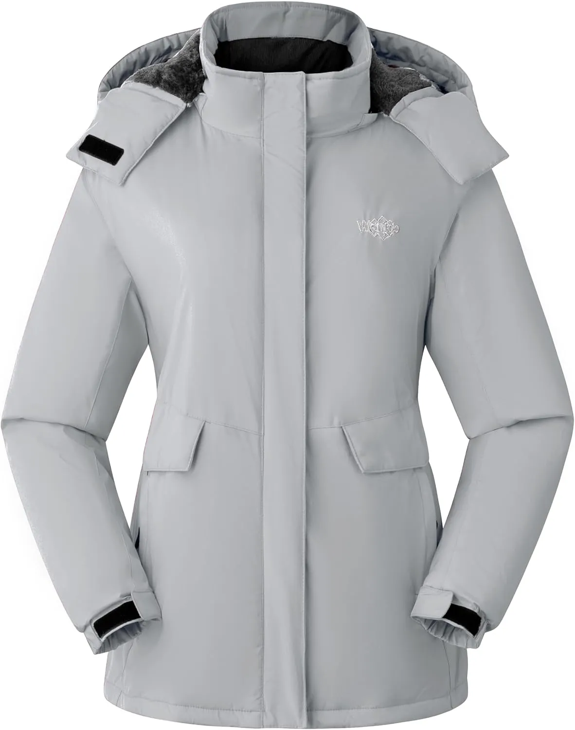 Wantdo Women's Waterproof Ski Jacket Warm Winter Coat Windproof Snow Coats Warm Fleece Raincoat